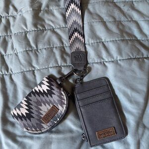 Wrangler Black and Gray Geometric wallet and coin bag Set